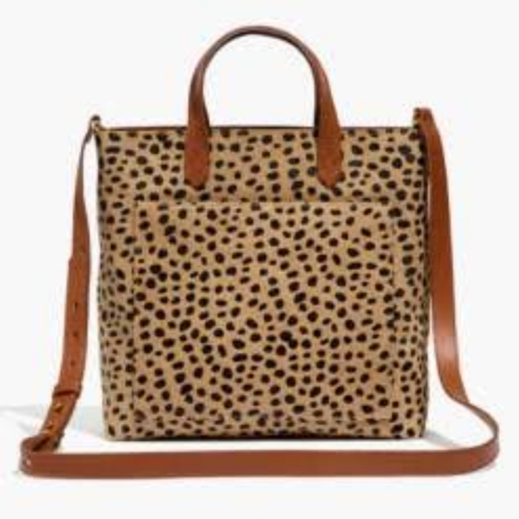 NEW Madewell small transport zip top spotted calf hair crossbody - Picture 2 of 14